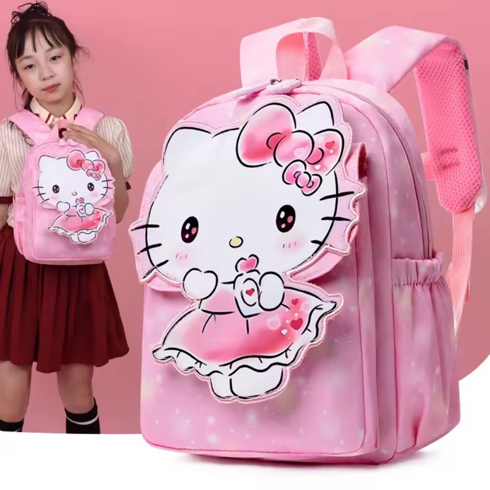 Kawaii Pink Kitty Backpack – Kids’ School Bag (29×21×10cm)